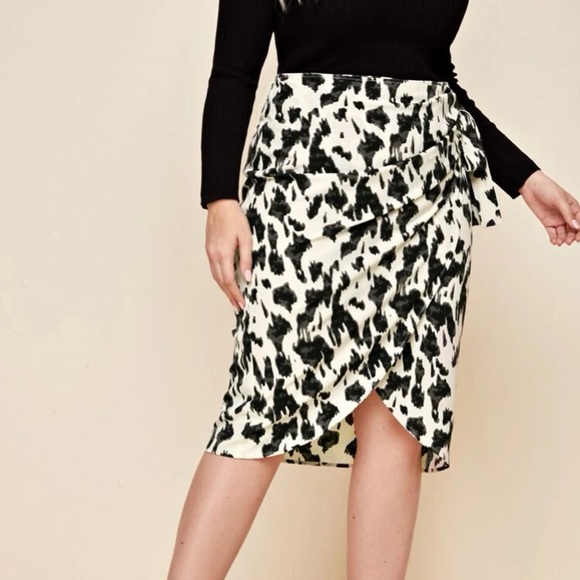 4XL Size 20 Shein All Over Leopard Print True Wrap Skirt - Picture 2 of 4